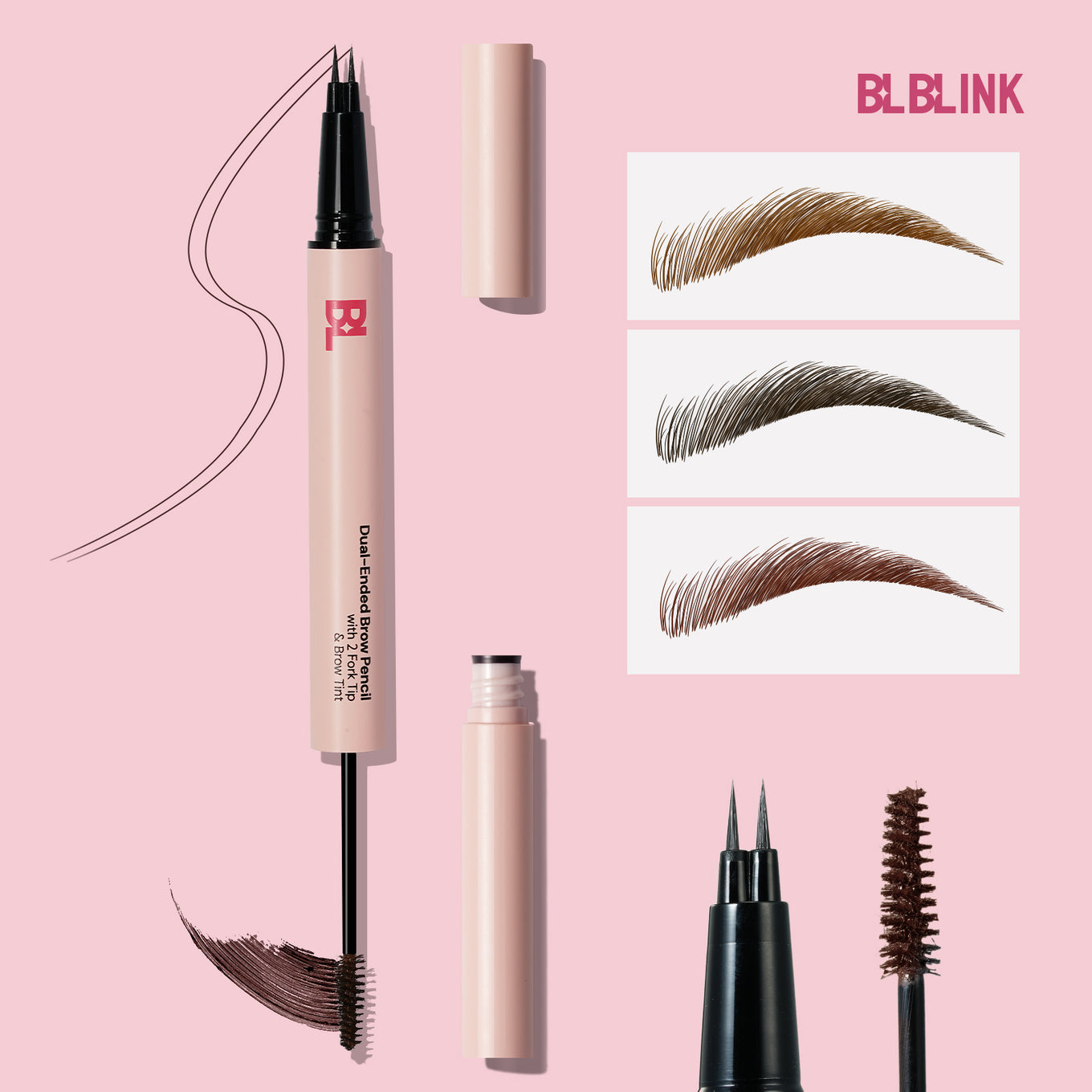 BLBLINK Dual-Ended 2-in-1 Waterproof Microblading Eyebrow Pencil Grey Brown Coffee Brown Eyebrow Pencils with Sharpener for Precise Definition