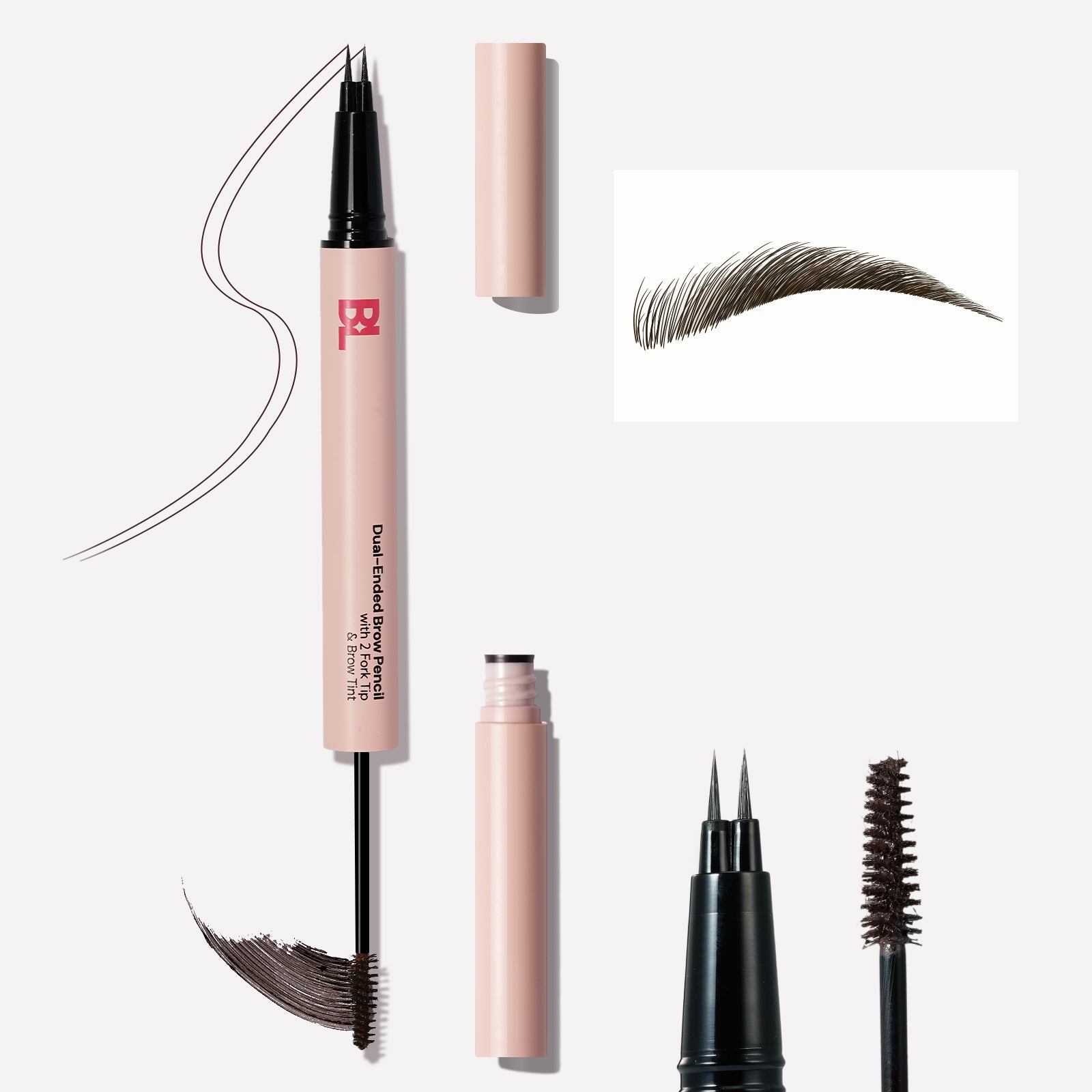 BLBLINK Dual-Ended 2-in-1 Waterproof Microblading Eyebrow Pencil Grey Brown Coffee Brown Eyebrow Pencils with Sharpener for Precise Definition